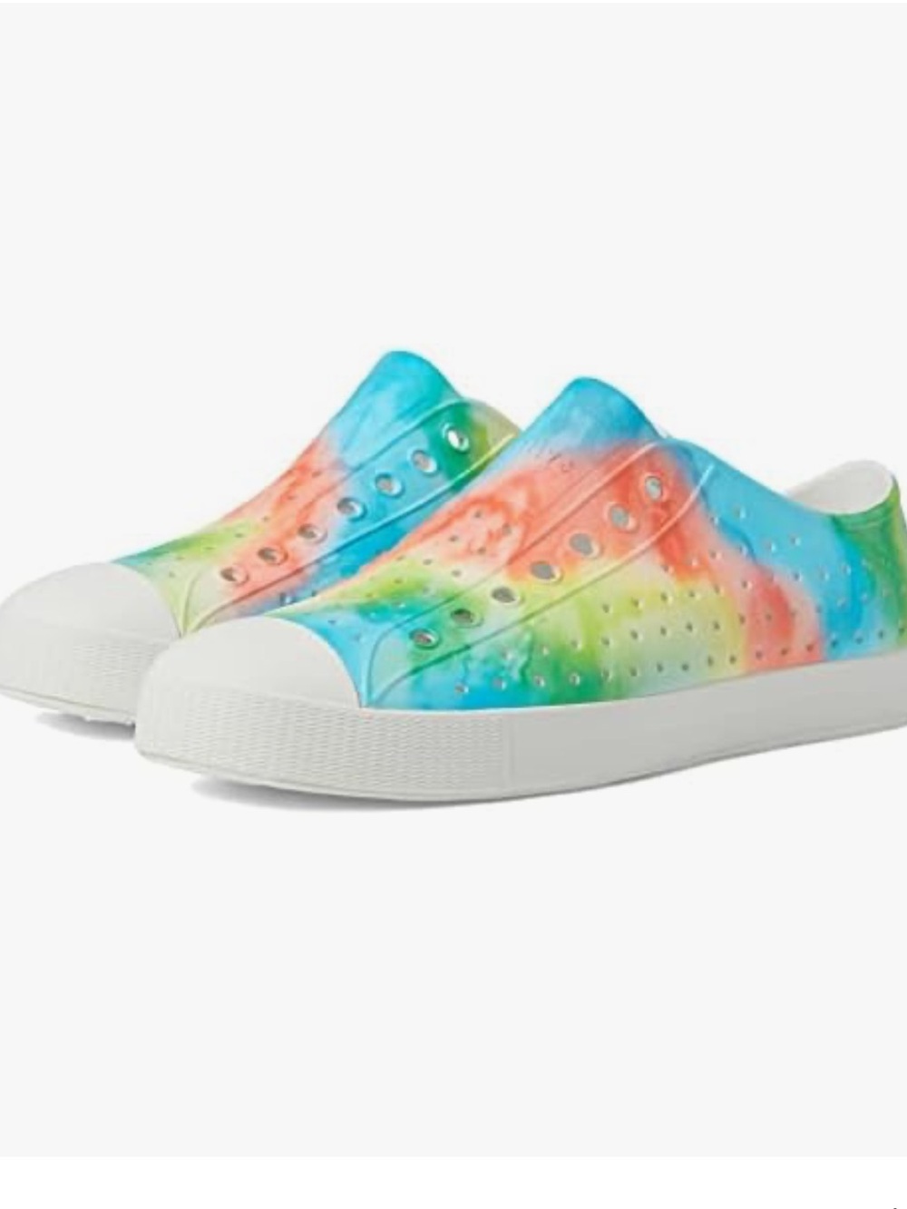Native Jefferson Sugarlite Tie Dye Rainbow Shoes Size J2